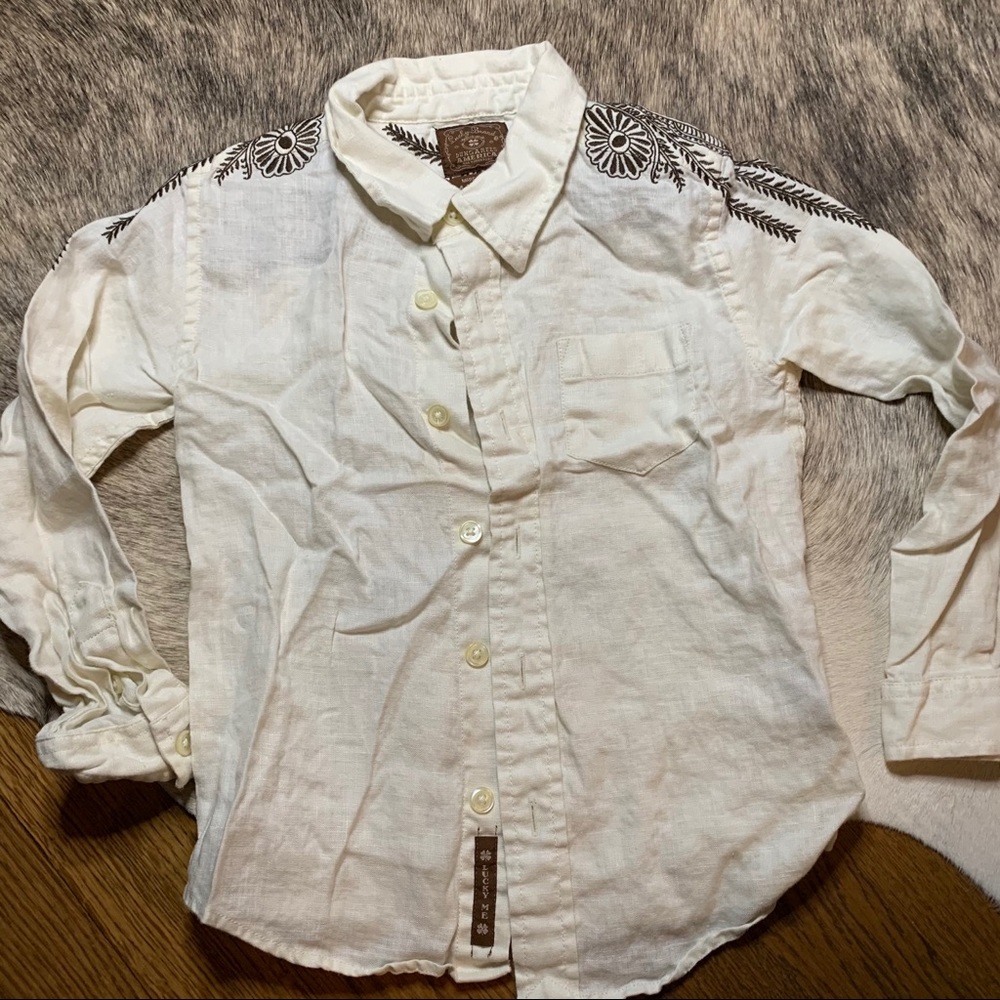 Lucky Brand embroidered button down, 2 sizes